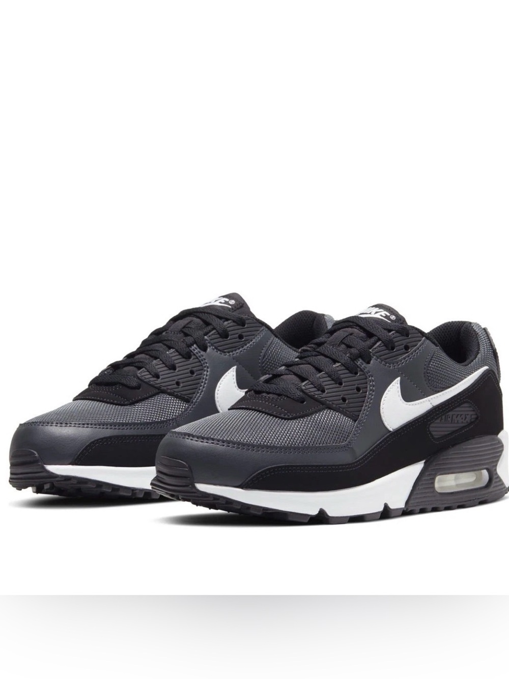 Men’s Size 10 Nike Air Max 90 Black White Iron Grey CN8490-002 Athletic Sneakers